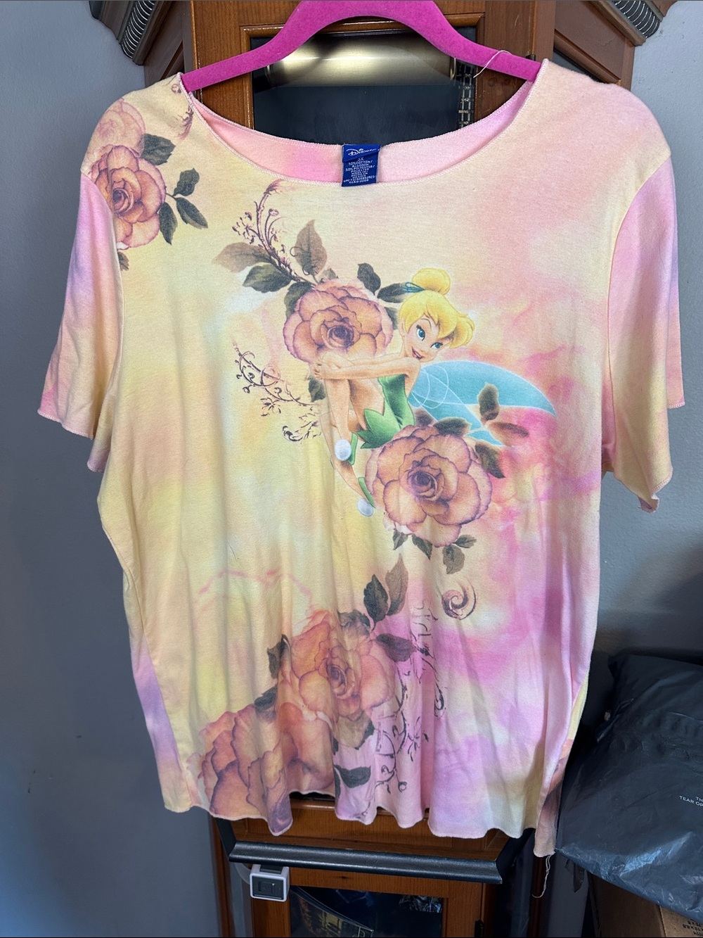 Disney Tinker Bell Floral Ombre Tee - Pink & Yellow
